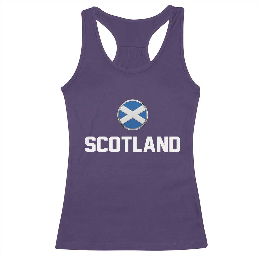 Scotland Round Saltire Flag Emblem Racerback Tank Top Classic Varsity Typography Sports Fans