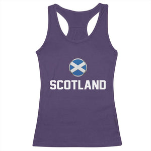 Scotland Round Saltire Flag Emblem Racerback Tank Top Classic Varsity Typography Sports Fans