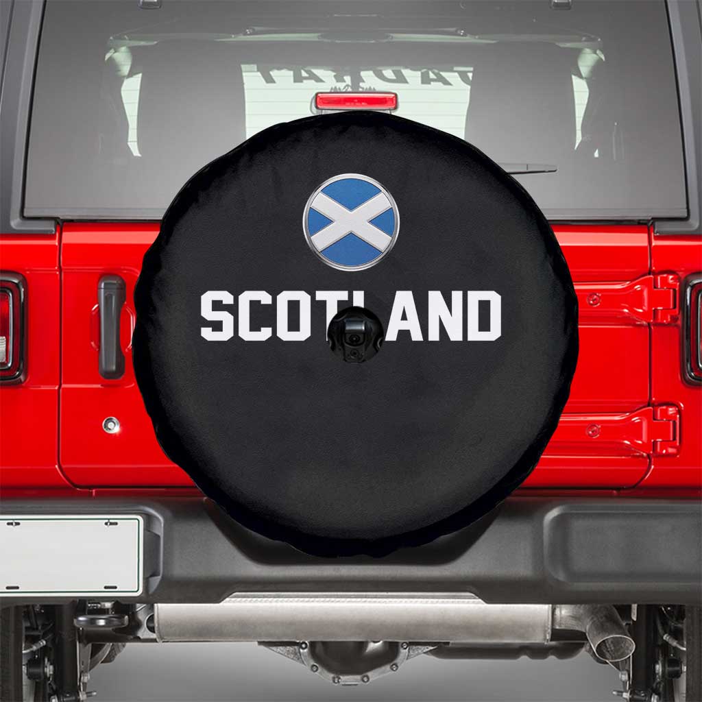 Scotland Round Saltire Flag Emblem Spare Tire Cover Classic Varsity Typography Sports Fans