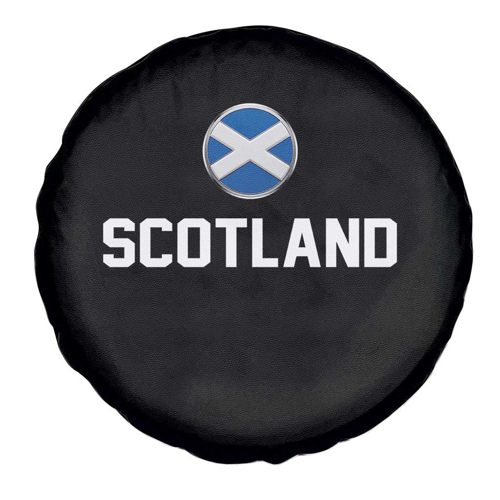 Scotland Round Saltire Flag Emblem Spare Tire Cover Classic Varsity Typography Sports Fans
