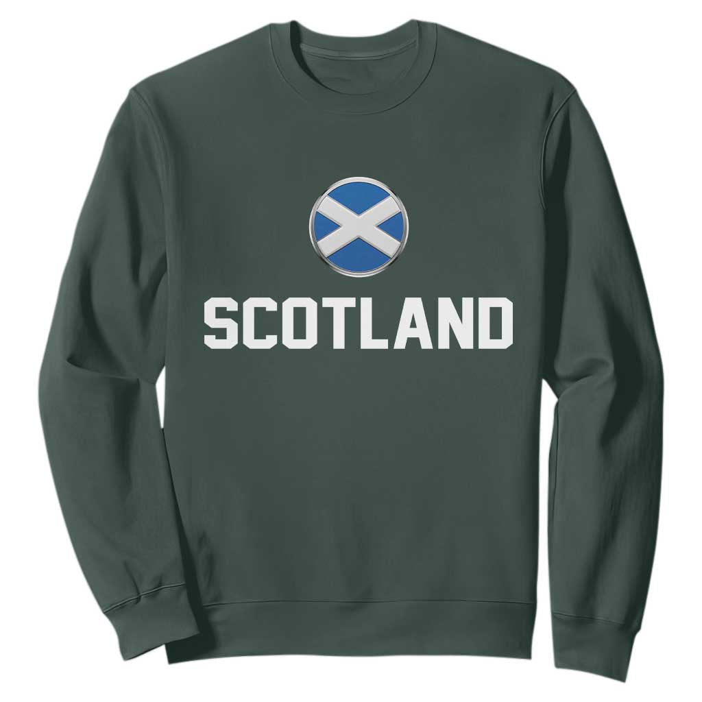 Scotland Round Saltire Flag Emblem Sweatshirt Classic Varsity Typography Sports Fans