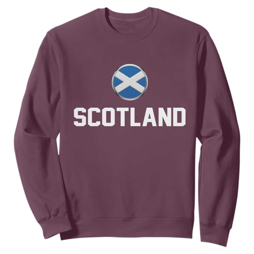 Scotland Round Saltire Flag Emblem Sweatshirt Classic Varsity Typography Sports Fans