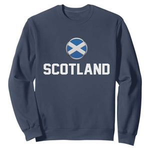 Scotland Round Saltire Flag Emblem Sweatshirt Classic Varsity Typography Sports Fans