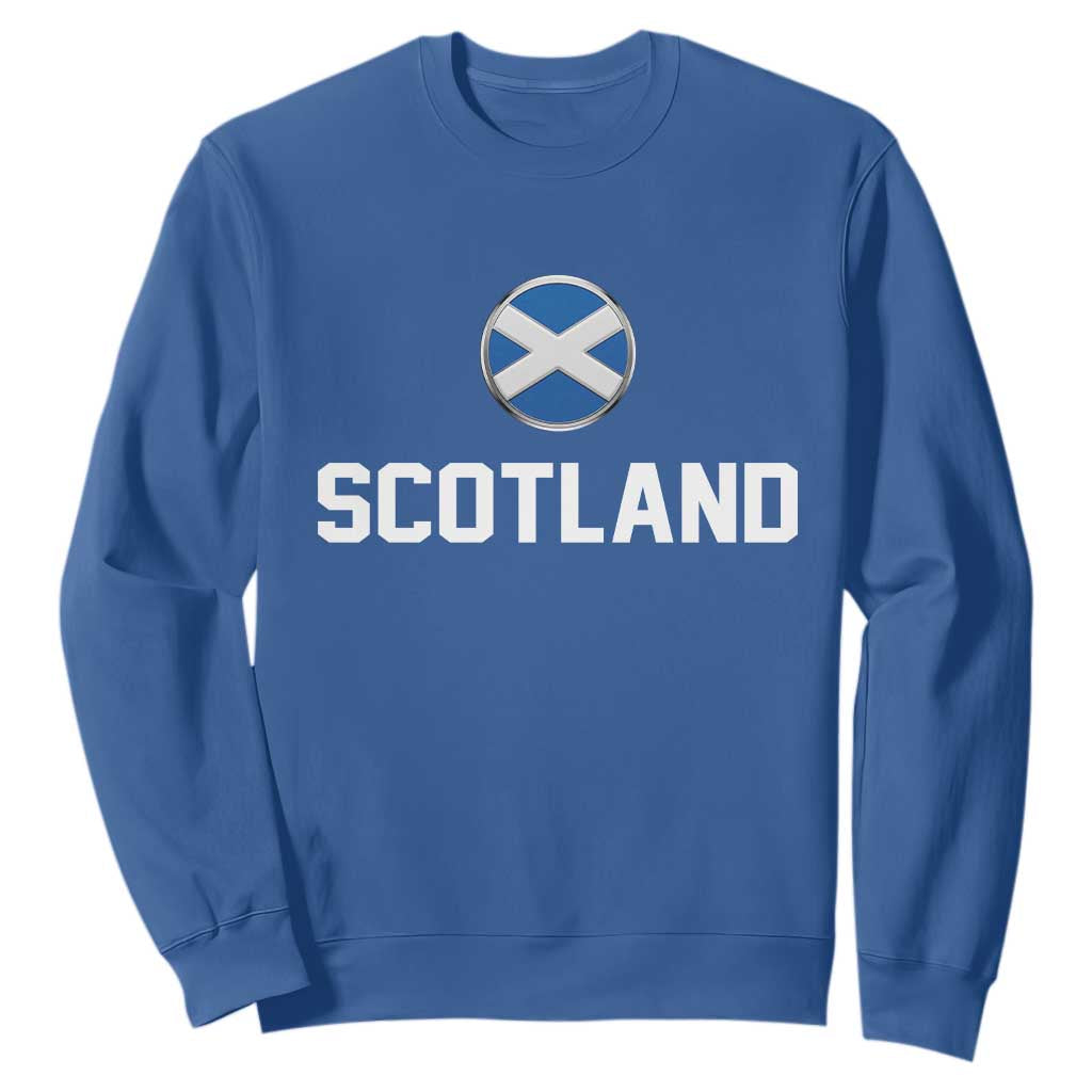Scotland Round Saltire Flag Emblem Sweatshirt Classic Varsity Typography Sports Fans