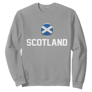 Scotland Round Saltire Flag Emblem Sweatshirt Classic Varsity Typography Sports Fans