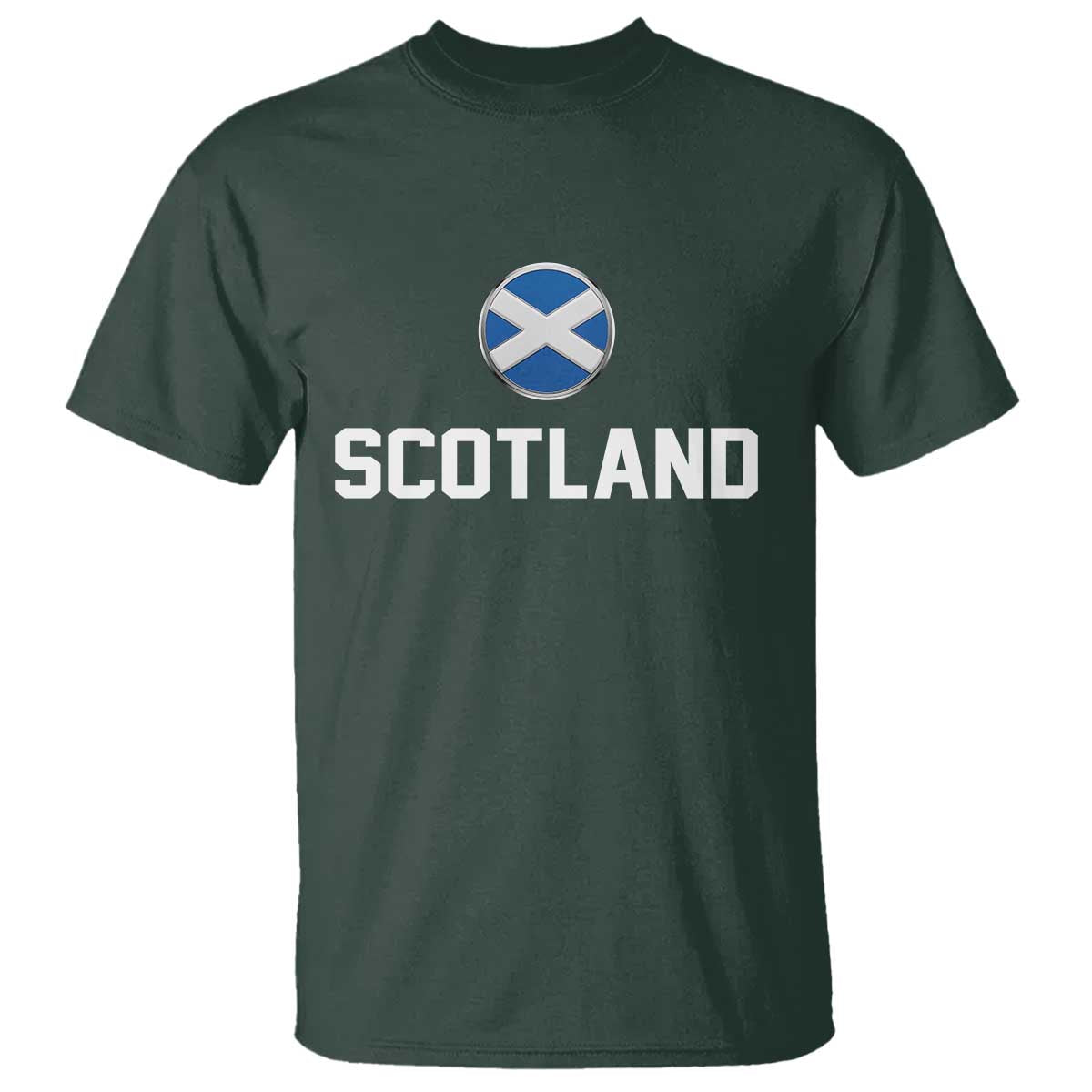 Scotland Round Saltire Flag Emblem T Shirt Classic Varsity Typography Sports Fans