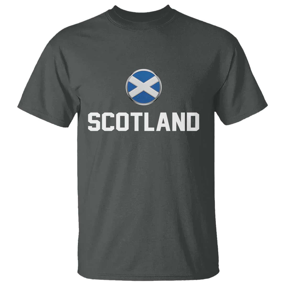 Scotland Round Saltire Flag Emblem T Shirt Classic Varsity Typography Sports Fans