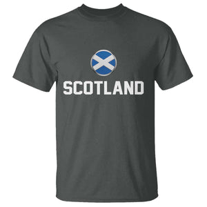 Scotland Round Saltire Flag Emblem T Shirt Classic Varsity Typography Sports Fans