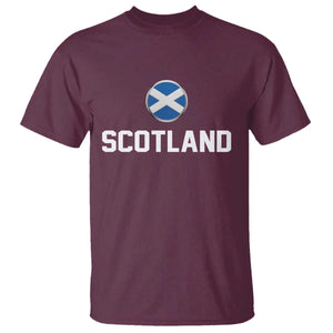 Scotland Round Saltire Flag Emblem T Shirt Classic Varsity Typography Sports Fans