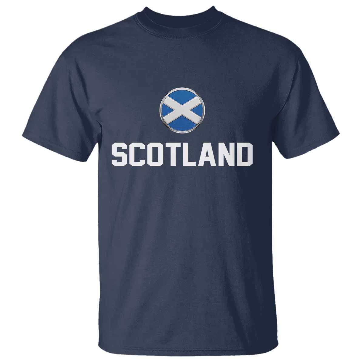 Scotland Round Saltire Flag Emblem T Shirt Classic Varsity Typography Sports Fans