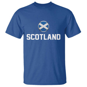 Scotland Round Saltire Flag Emblem T Shirt Classic Varsity Typography Sports Fans