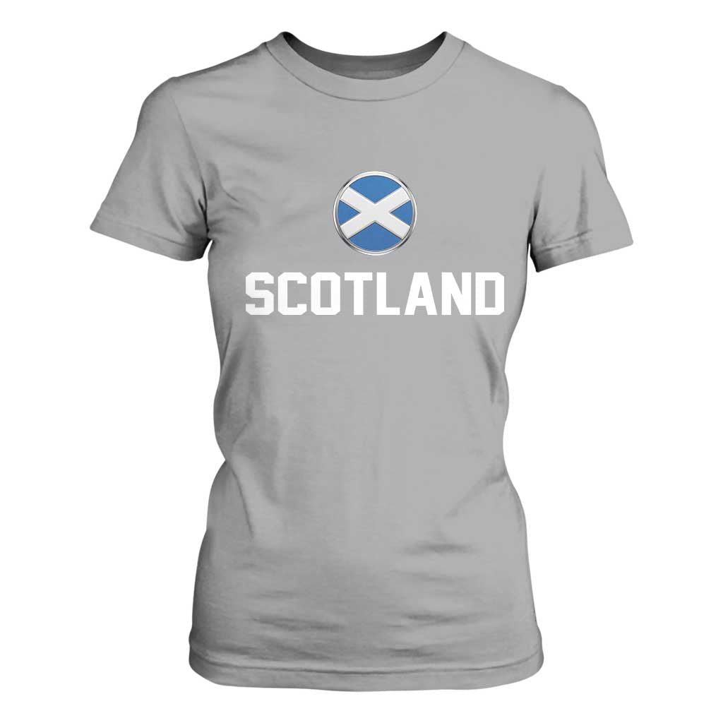 Scotland Round Saltire Flag Emblem T Shirt For Women Classic Varsity Typography Sports Fans