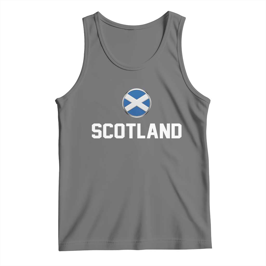 Scotland Round Saltire Flag Emblem Tank Top Classic Varsity Typography Sports Fans