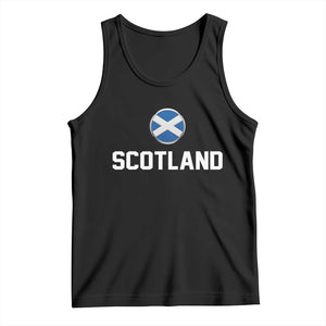 Scotland Round Saltire Flag Emblem Tank Top Classic Varsity Typography Sports Fans