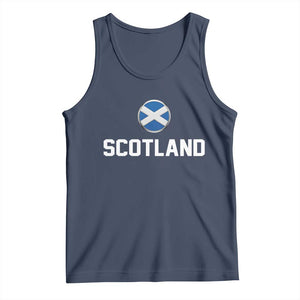 Scotland Round Saltire Flag Emblem Tank Top Classic Varsity Typography Sports Fans