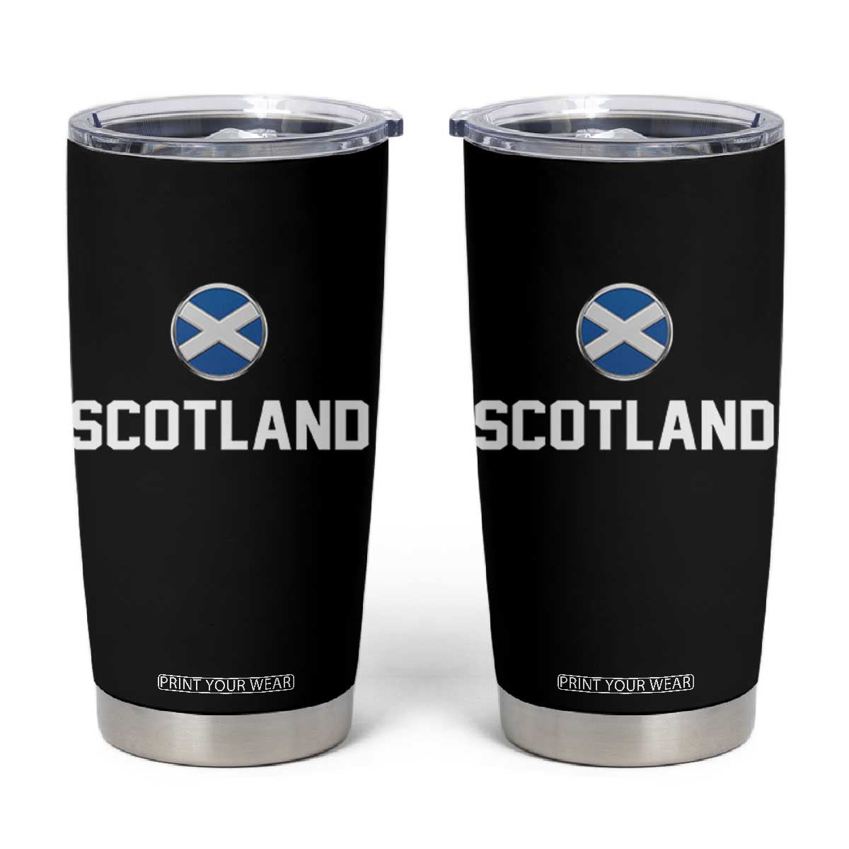 Scotland Round Saltire Flag Emblem Tumbler Cup Classic Varsity Typography Sports Fans