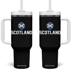 Scotland Round Saltire Flag Emblem Tumbler With Handle Classic Varsity Typography Sports Fans
