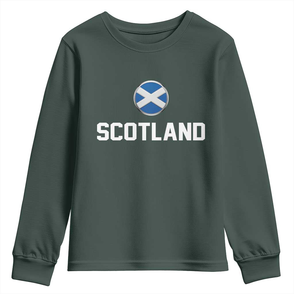 Scotland Round Saltire Flag Emblem Youth Sweatshirt Classic Varsity Typography Sports Fans