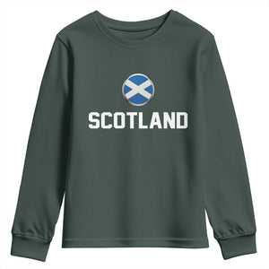 Scotland Round Saltire Flag Emblem Youth Sweatshirt Classic Varsity Typography Sports Fans