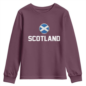 Scotland Round Saltire Flag Emblem Youth Sweatshirt Classic Varsity Typography Sports Fans