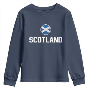 Scotland Round Saltire Flag Emblem Youth Sweatshirt Classic Varsity Typography Sports Fans