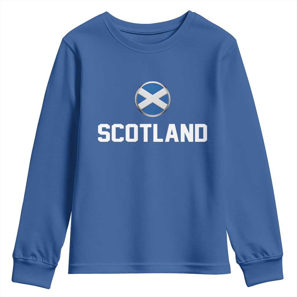 Scotland Round Saltire Flag Emblem Youth Sweatshirt Classic Varsity Typography Sports Fans