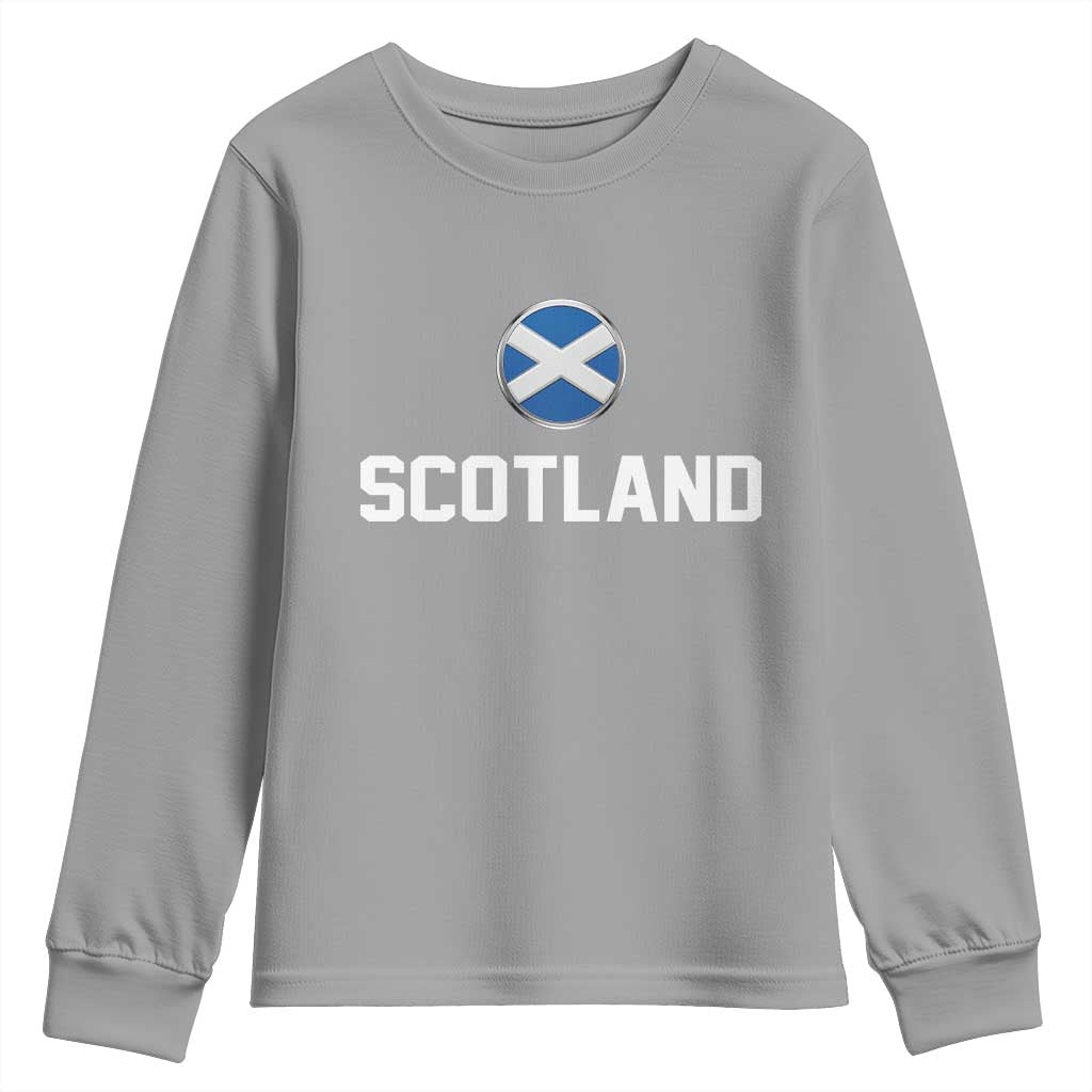 Scotland Round Saltire Flag Emblem Youth Sweatshirt Classic Varsity Typography Sports Fans