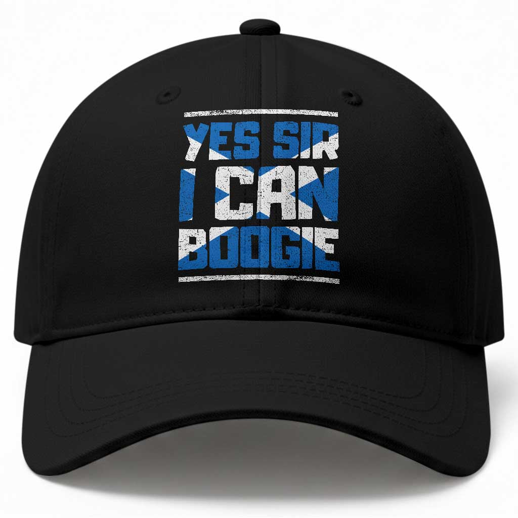 Funny Scottish Anthem Fan Saltire Flag Baseball Cap Yes Sir I Can Boogie Sports Style Scotland Football Supporters