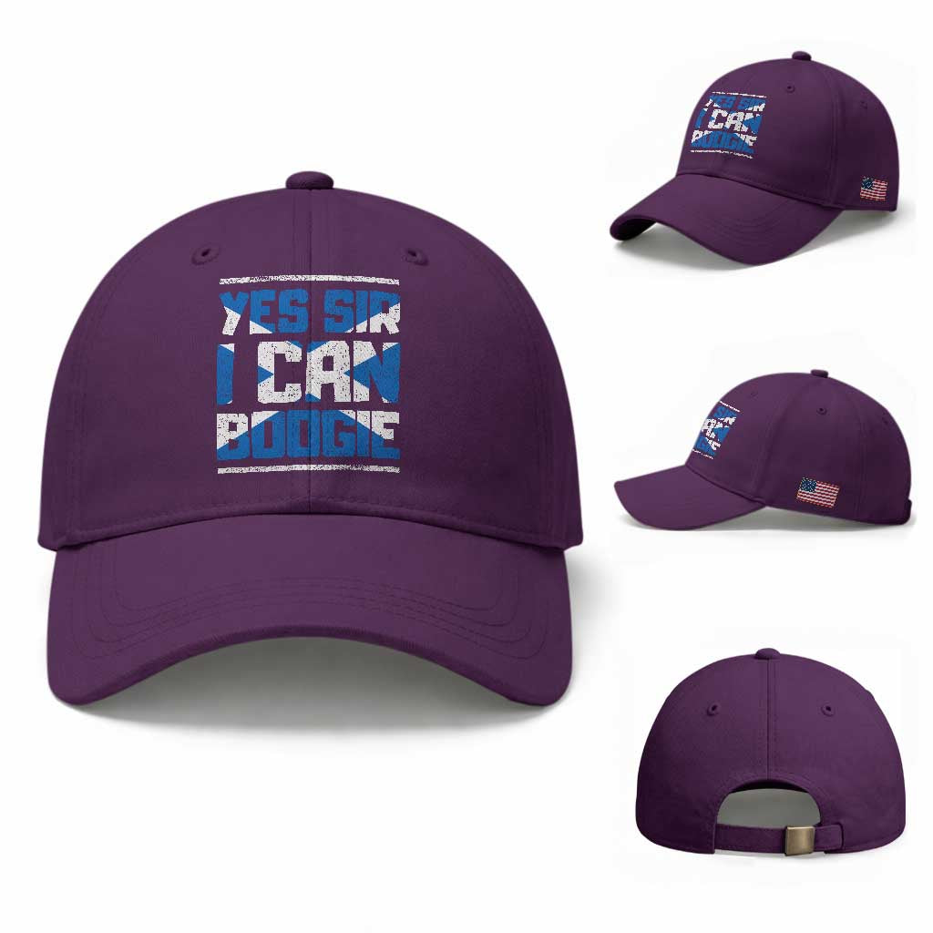 Funny Scottish Anthem Fan Saltire Flag Baseball Cap Yes Sir I Can Boogie Sports Style Scotland Football Supporters