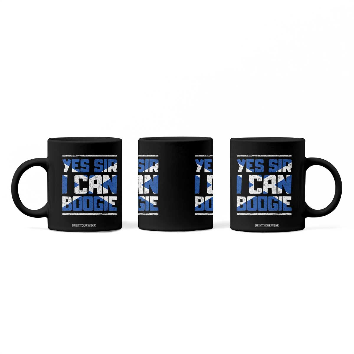 Funny Scottish Anthem Fan Saltire Flag Coffee Mug Yes Sir I Can Boogie Sports Style Scotland Football Supporters