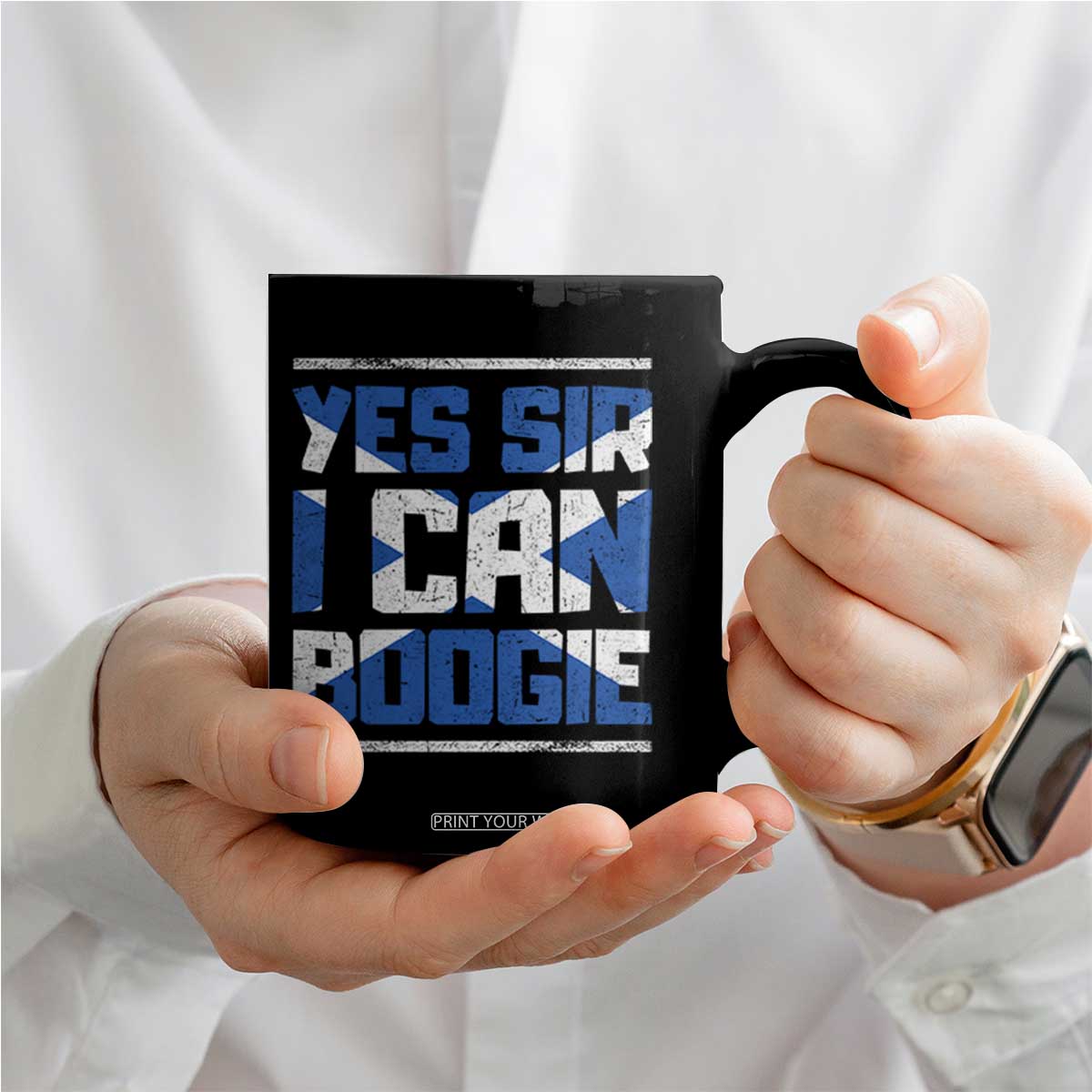 Funny Scottish Anthem Fan Saltire Flag Coffee Mug Yes Sir I Can Boogie Sports Style Scotland Football Supporters