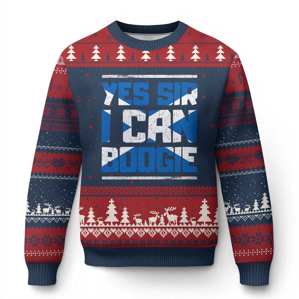 Funny Scottish Anthem Fan Saltire Flag Ugly Christmas Sweater Yes Sir I Can Boogie Sports Style Scotland Football Supporters