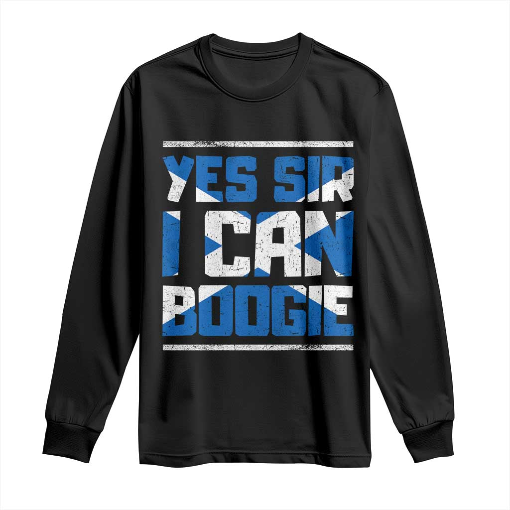 Funny Scottish Anthem Fan Saltire Flag Long Sleeve Shirt Yes Sir I Can Boogie Sports Style Scotland Football Supporters