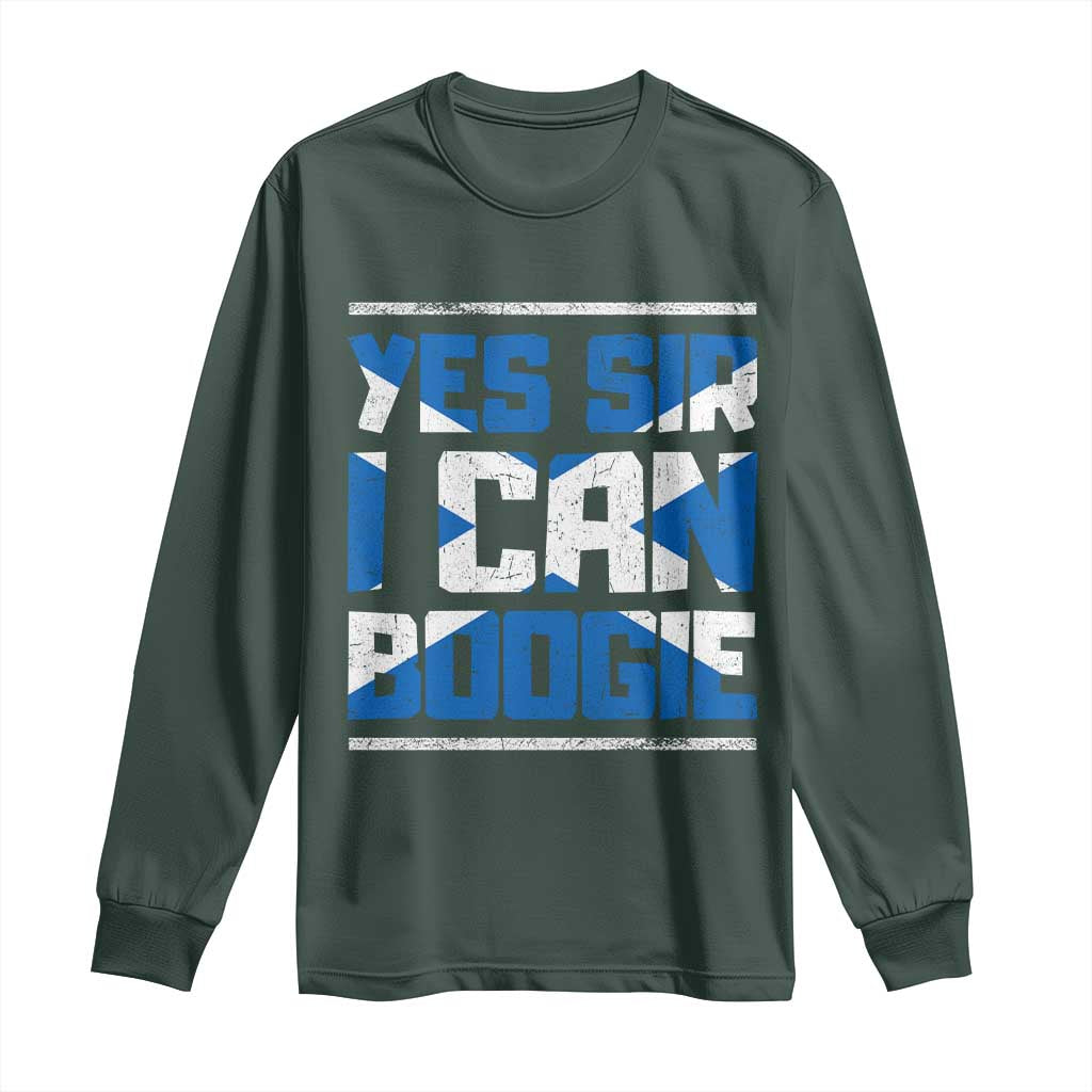 Funny Scottish Anthem Fan Saltire Flag Long Sleeve Shirt Yes Sir I Can Boogie Sports Style Scotland Football Supporters