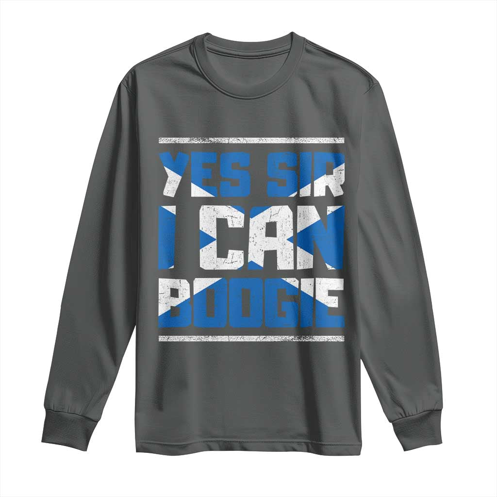Funny Scottish Anthem Fan Saltire Flag Long Sleeve Shirt Yes Sir I Can Boogie Sports Style Scotland Football Supporters