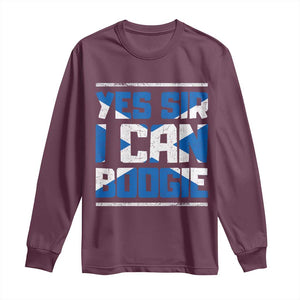 Funny Scottish Anthem Fan Saltire Flag Long Sleeve Shirt Yes Sir I Can Boogie Sports Style Scotland Football Supporters