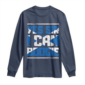 Funny Scottish Anthem Fan Saltire Flag Long Sleeve Shirt Yes Sir I Can Boogie Sports Style Scotland Football Supporters
