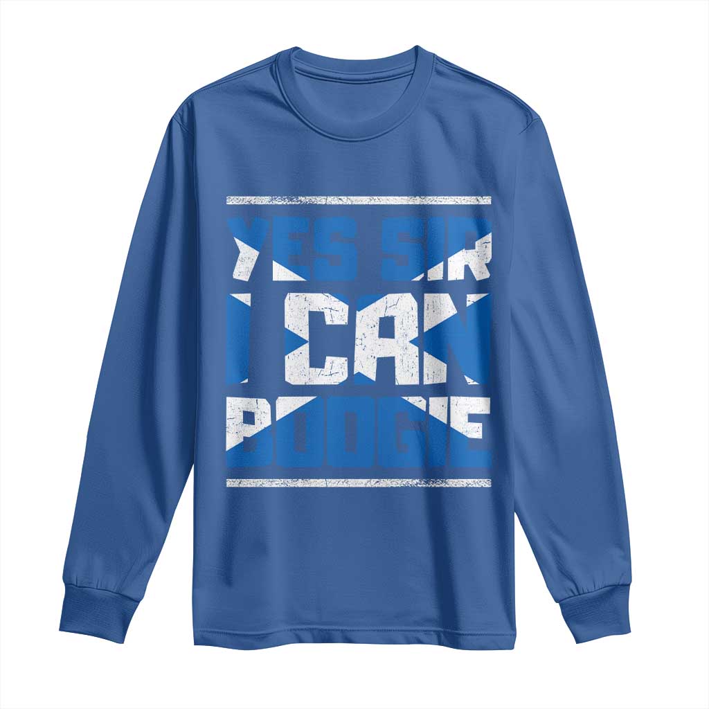 Funny Scottish Anthem Fan Saltire Flag Long Sleeve Shirt Yes Sir I Can Boogie Sports Style Scotland Football Supporters