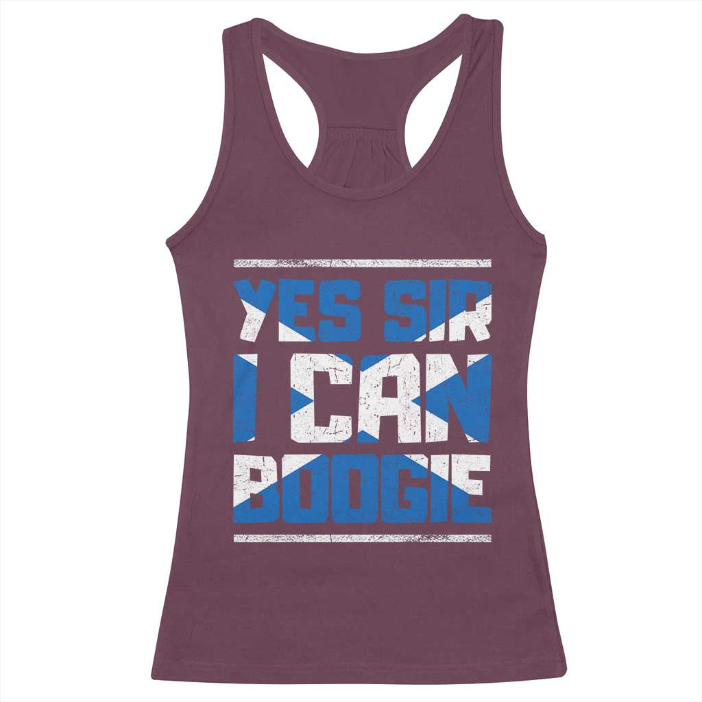 Funny Scottish Anthem Fan Saltire Flag Racerback Tank Top Yes Sir I Can Boogie Sports Style Scotland Football Supporters