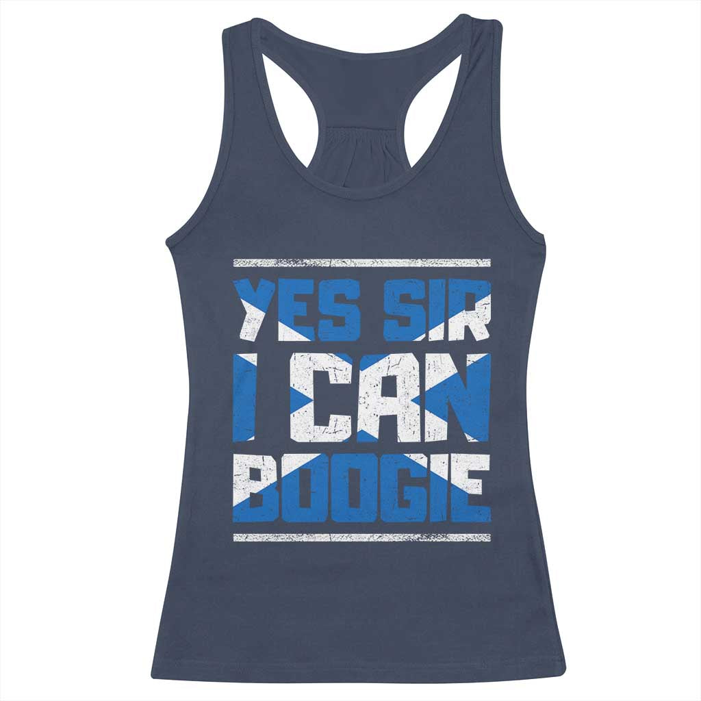 Funny Scottish Anthem Fan Saltire Flag Racerback Tank Top Yes Sir I Can Boogie Sports Style Scotland Football Supporters