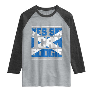 Funny Scottish Anthem Fan Saltire Flag Raglan Shirt Yes Sir I Can Boogie Sports Style Scotland Football Supporters