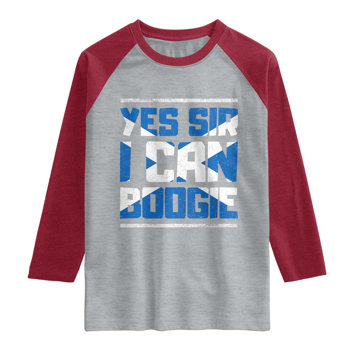 Funny Scottish Anthem Fan Saltire Flag Raglan Shirt Yes Sir I Can Boogie Sports Style Scotland Football Supporters