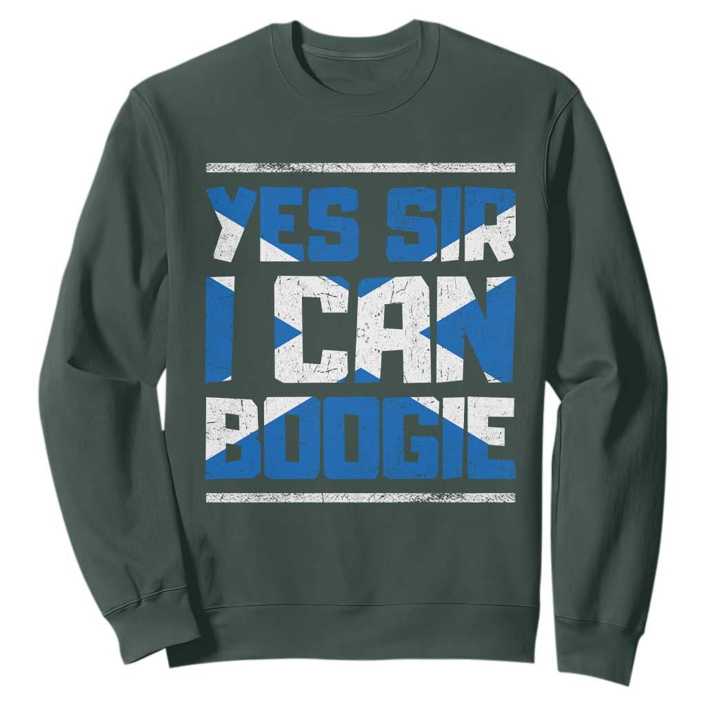 Funny Scottish Anthem Fan Saltire Flag Sweatshirt Yes Sir I Can Boogie Sports Style Scotland Football Supporters