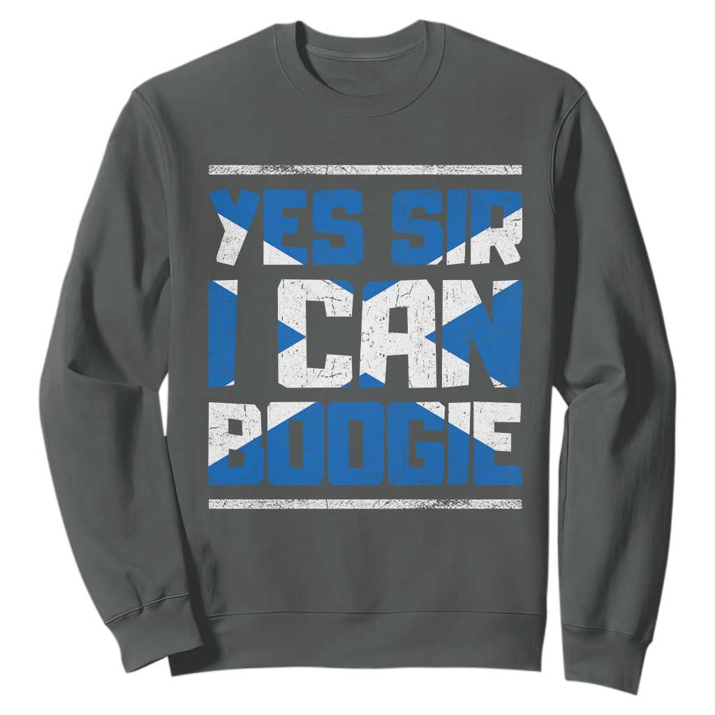 Funny Scottish Anthem Fan Saltire Flag Sweatshirt Yes Sir I Can Boogie Sports Style Scotland Football Supporters