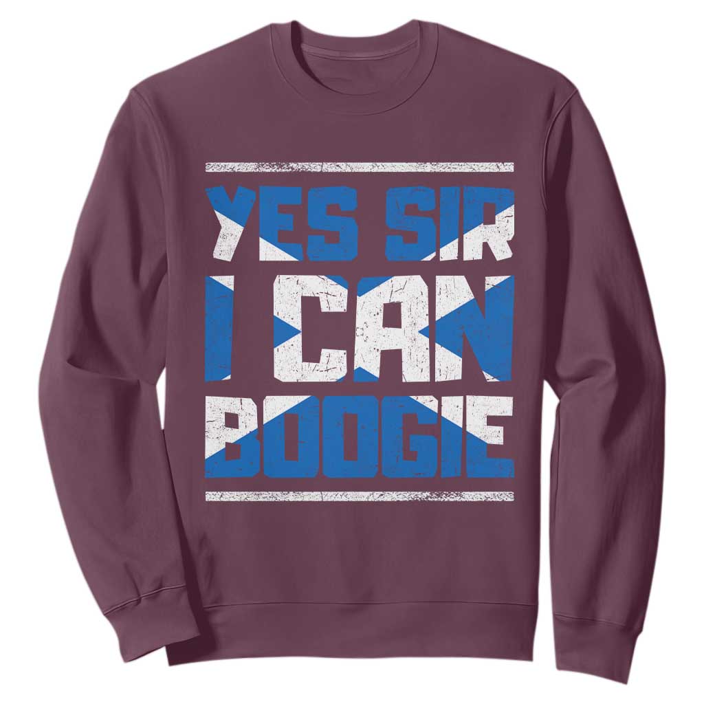 Funny Scottish Anthem Fan Saltire Flag Sweatshirt Yes Sir I Can Boogie Sports Style Scotland Football Supporters