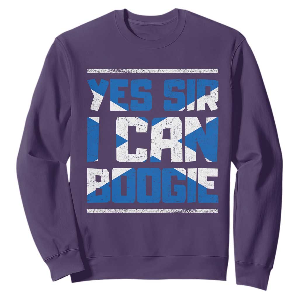 Funny Scottish Anthem Fan Saltire Flag Sweatshirt Yes Sir I Can Boogie Sports Style Scotland Football Supporters