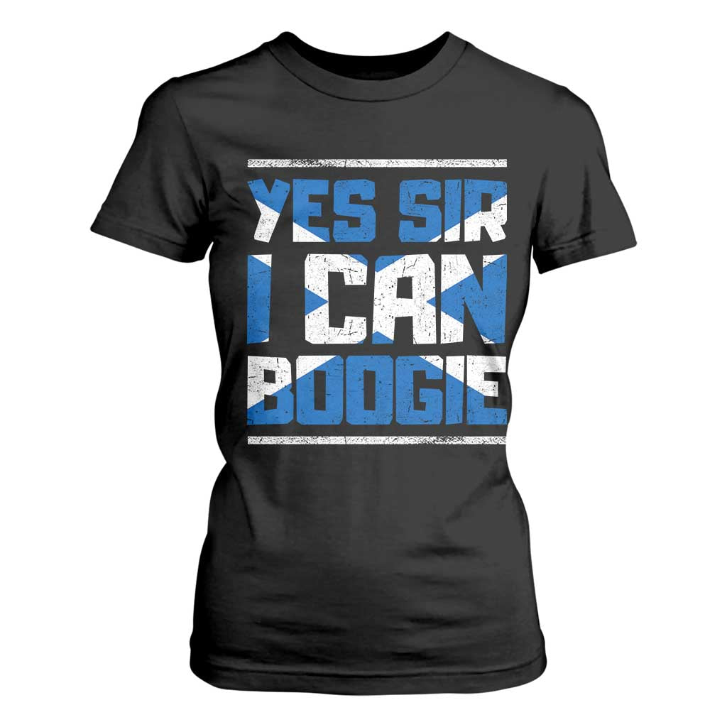 Funny Scottish Anthem Fan Saltire Flag T Shirt For Women Yes Sir I Can Boogie Sports Style Scotland Football Supporters