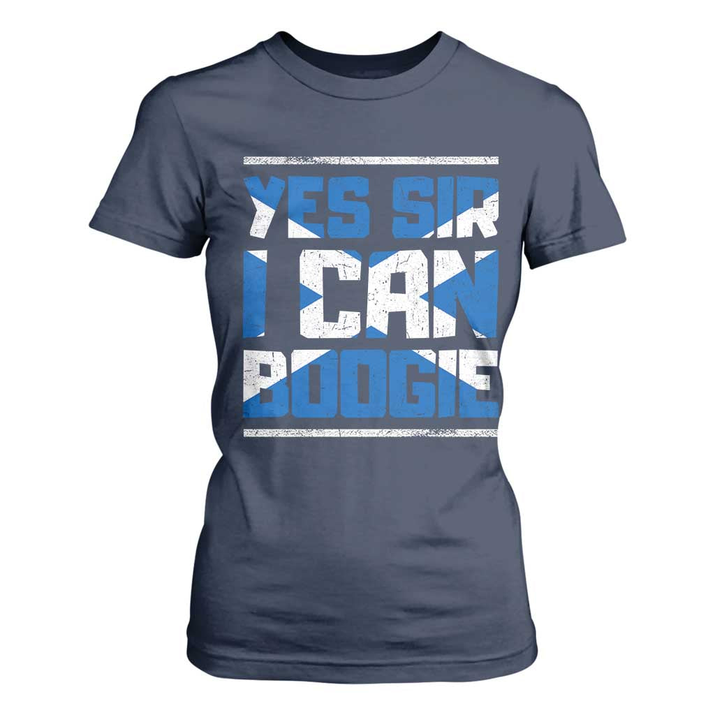 Funny Scottish Anthem Fan Saltire Flag T Shirt For Women Yes Sir I Can Boogie Sports Style Scotland Football Supporters