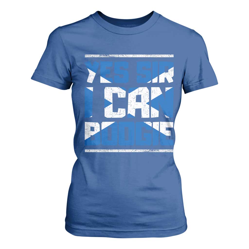 Funny Scottish Anthem Fan Saltire Flag T Shirt For Women Yes Sir I Can Boogie Sports Style Scotland Football Supporters