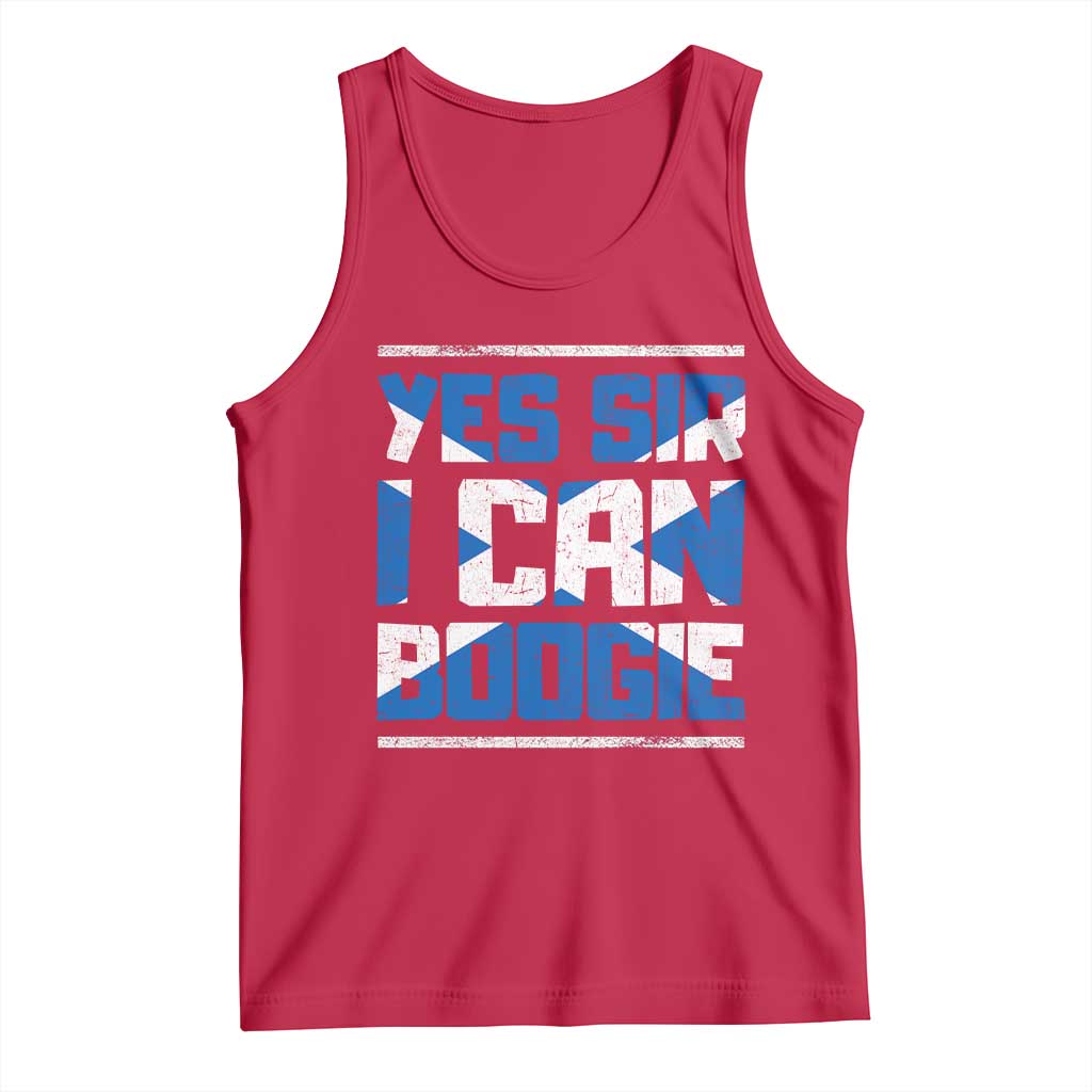 Funny Scottish Anthem Fan Saltire Flag Tank Top Yes Sir I Can Boogie Sports Style Scotland Football Supporters